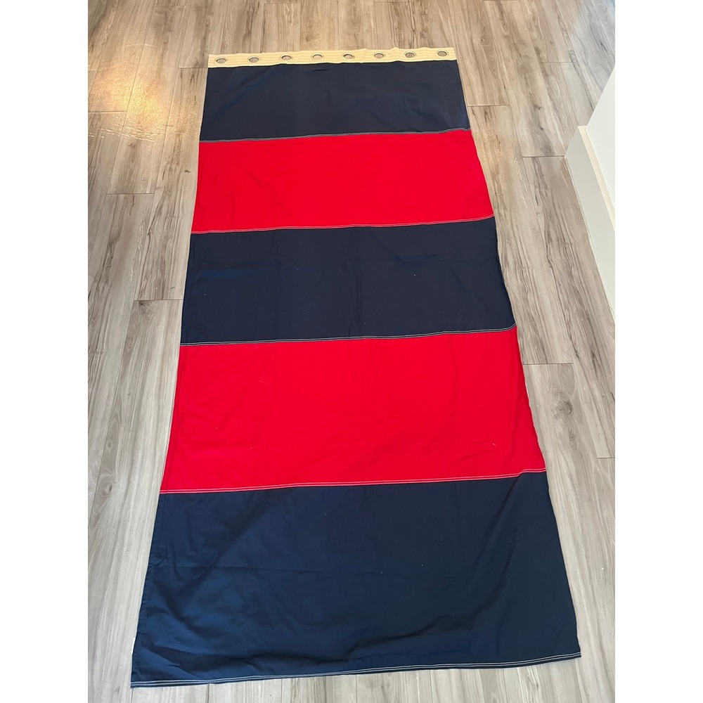 Pottery Barn Kids Navy Red Striped Blackout Grommet Curtain Panel 44x96